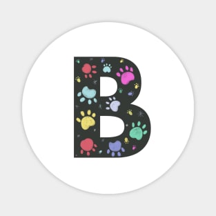 B letter  with colorful paw print Magnet